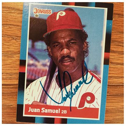 Juan Samuel Autographed Signed Philadelphia Phillies 1988 Topps Card -  Autographs