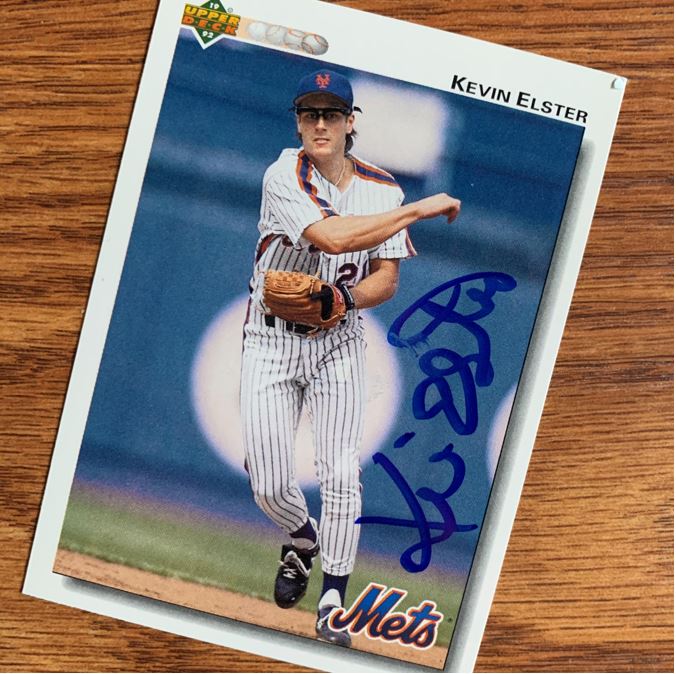 Kevin Elster autographed baseball card New York Mets 1988 Donruss