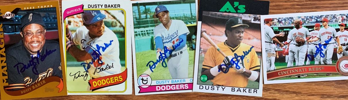 Dusty Baker autographed baseball card (Los Angeles Dodgers) 1979